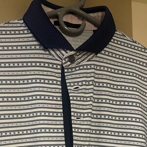 Greyson - NWOT -Men's Striped Polo Shirt - Navy and White